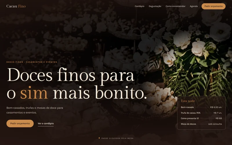 Print do site demo Cacau Fino