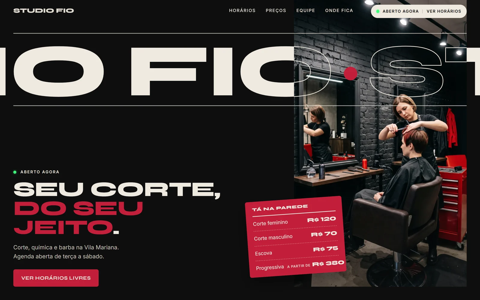 Print do site demo Studio Fio